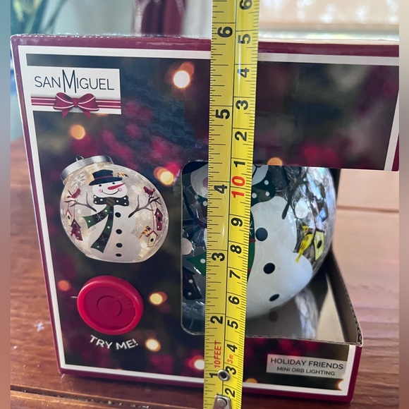 NIB Mini-Orb Hand-painted Snowman with Crackled Glass Finish Ornament - Picture 8 of 10